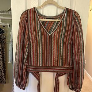 multi color knit tie in the back top